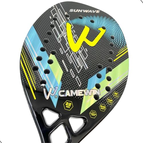 Raquete Beach Tennis Profissional Fibra Carbono 3k Camewin com Capa Protetora, 2 Fitas Overgrip e 1