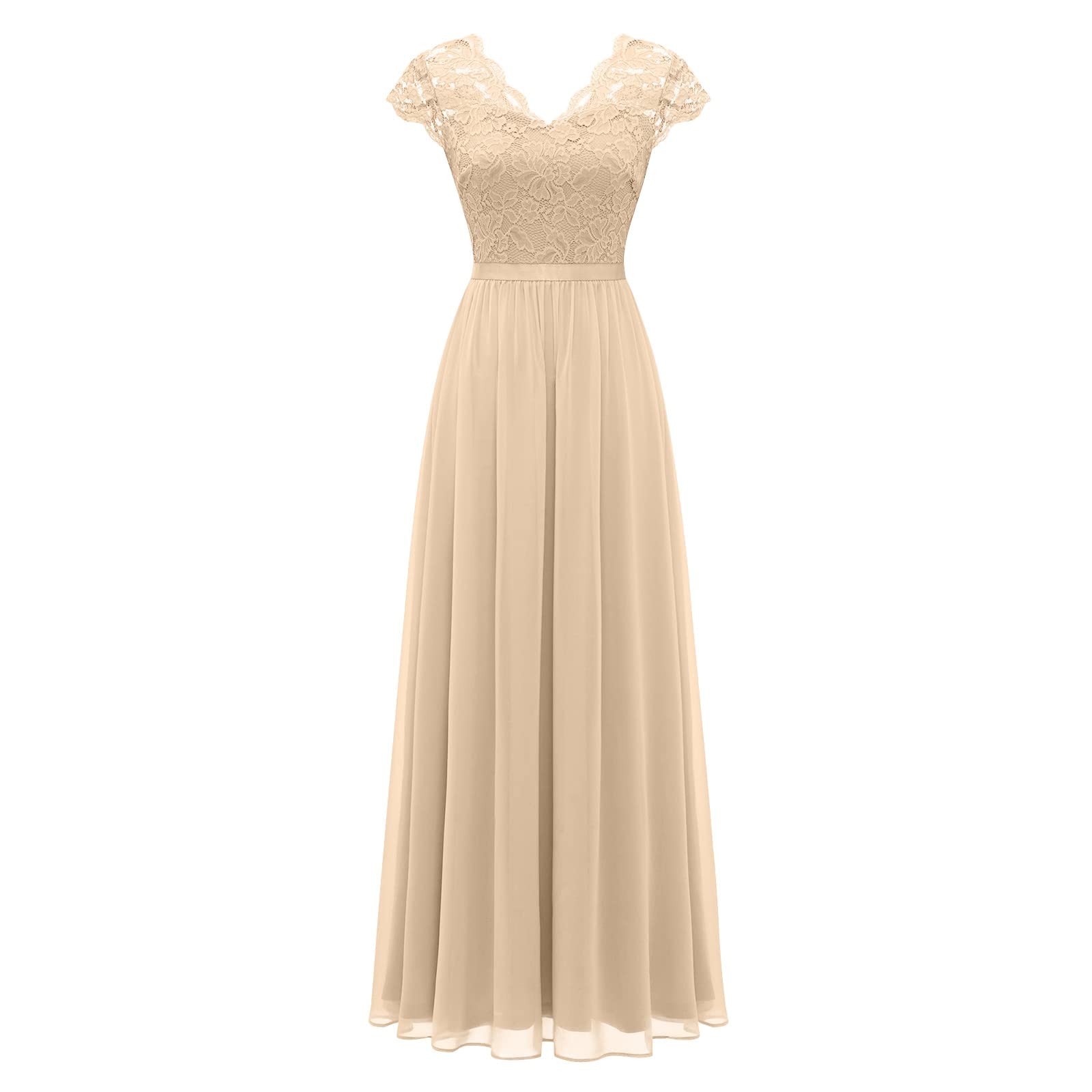 FUPODD Abendkleider Elegant Für Hochzeit Lang Partykleid Maxikleid Damen Sommer Abendkleid Spitze Cocktailkleid Sommerkleid Leicht Kleider Ballkleider Brautjunferkleid Chiffon Schwingen Kleid Frauen