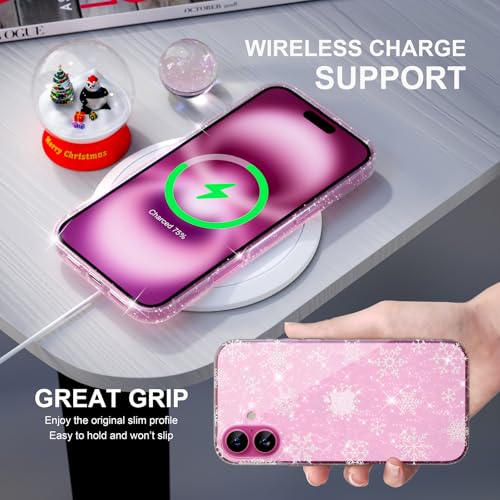 Coque iPhone 16 Plus à paillettes scintillantes protection de qualité militaire flocon - 6