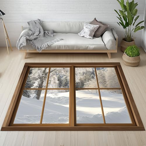 Tapis antidérapant lavable jungle d'hiver pour un entretien facile