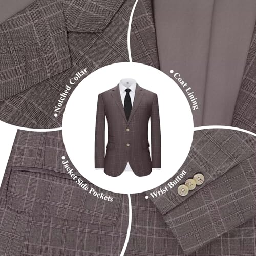 Men's Suit Jacket Blazer Casual Plaid Stripe Slim Fit Party Sport Coats Blazers Single Breasted Mens Tuxedos Jackets Coffee 3X-Large2