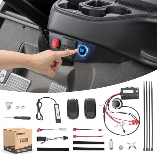 10L0L Golf Cart Keyless Ignition Switch with Remote Control Push Button Start for Yamaha G22/G29 EZGO TXT Club Car DS/Precedent 20-80V Electric Golf Carts 2-Pin Only