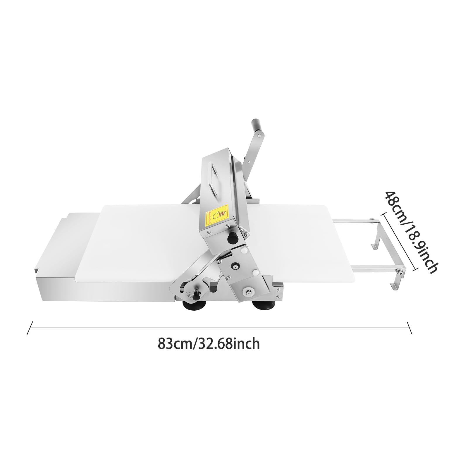 Teigausrollmaschine, Edelstahl Manuell Teigausrollmaschine mit Einstellbarer Dicke, Pizza Teigausroller, Pizzateigroller, Manuelle Teigstärke, für Geschäfte und Food Courts