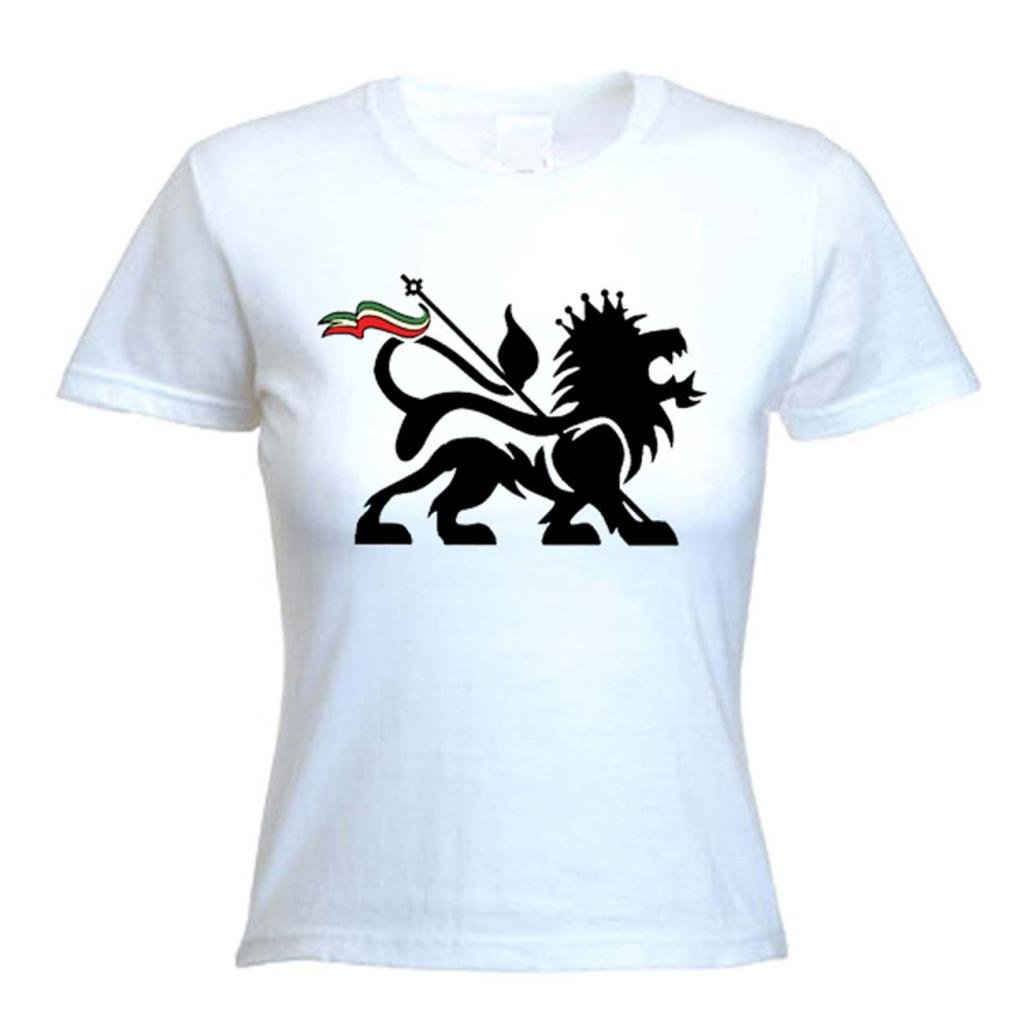 Tribal T-Shirts Womens Lion of Judah Reggae T-Shirt (Large (Dress Size 14), White)