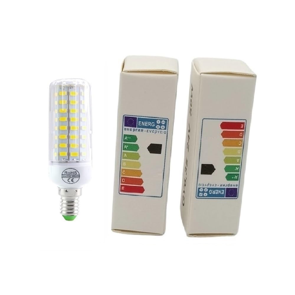 fengyan Casa Bombillas, Paquete de 10, Bombilla LED de maíz E27 SMD5730 AC220V, lámpara de decoración del hogar lámpara de Foco Familiar Lámpara(Cold White,108LEDs)