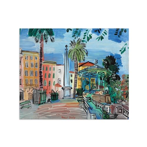 Tableau Raoul Dufy Place d'Hyères impression sur toile 95x80cm sans cadre pour salon