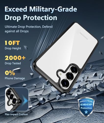 Image of FNTCASE for Samsung Galaxy S25-FE Case: for Samsung Galaxy S25 FE Clear Military Grade Drop Protection Anti Yellowing Cell Phone Cover - Rugged Shockproof Protective Bumper Transparent Phonecase