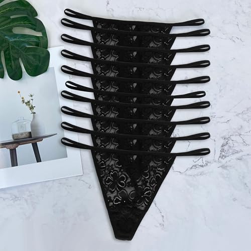 Image of Pack 10 G-String Underwear for Women Lace Thongs Panties, Assorted Different Lace Pattern & Colors