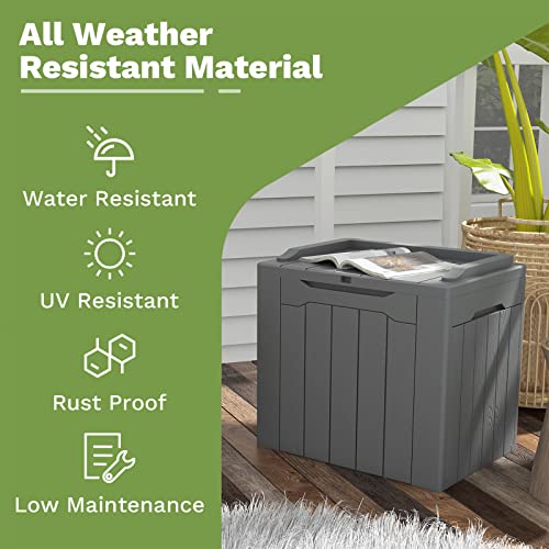 Patiowell 30 Gallon Resin Deck Box, Outdoor Storage Box for Patio Furniture, Deliveries, Pool Supplies,Waterproof and Lockable, Grey - Thumbnail 3