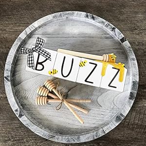 Bee tiered tray decor buzz mini wood blocks with faux honey spring summer farmhouse kitchen display bee lovers gift  urban country home decor
