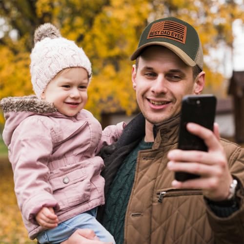 Image of Best Dad Ever American Flag Dad Hat - Adjustable Cotton Baseball Cap for Father's Day, Birthday Gifts from Daughter Son