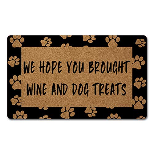 Welcome Door Mats For Home Decor (18 X 30 Inch) Funny Mats Gift Mats With Anti-Slip Rubber Back Kitchen Rugs Personalized Doormat For Entrance Way (We Hope You Brought Wine And Dog Treats) #TOP29