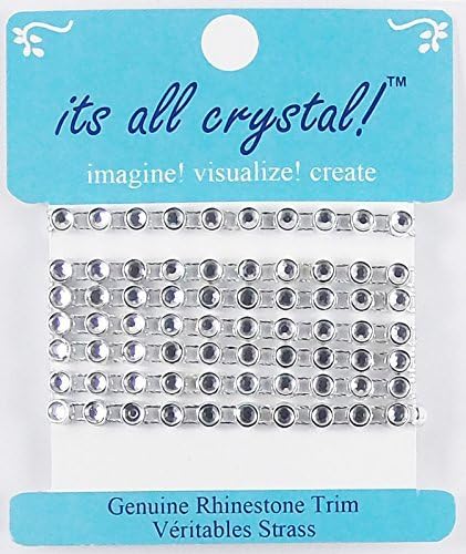 6 Pcs Genuine Rhinestones Trim Braid Strap - Silver Finish - Round