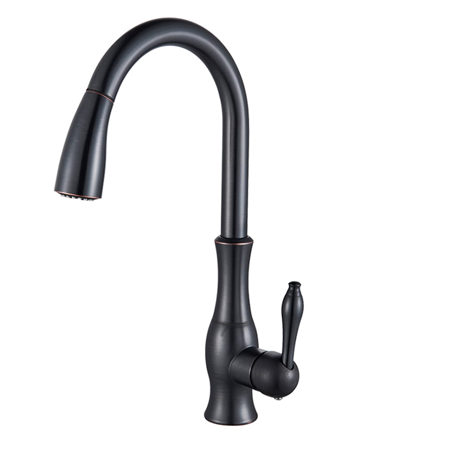 ZYCHSJXA Pull Out Kitchen Faucets, Black 360 Rotation Sink Mixer Tap, Single Lever Water Tap Crane for Kitchen,Gold (Color : Bronze Black)