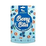 Heads Up For Tails Berry Bites Dog Treats | Real Chicken & Blueberries | Healthy, Tasty Cookies for All Life Stages | Natural, Gluten-Free, High-Protein Snacks for Dogs - 140 gm