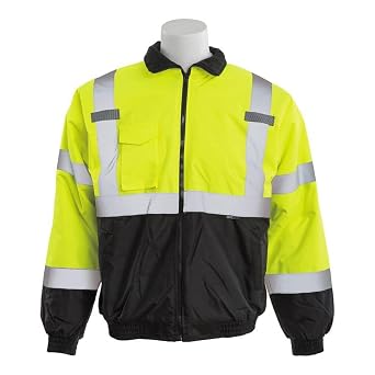 ERB 63949 W105 Aware Wear Class 3 Economy Bomber Jacket, Lime/Black, 3X-Large