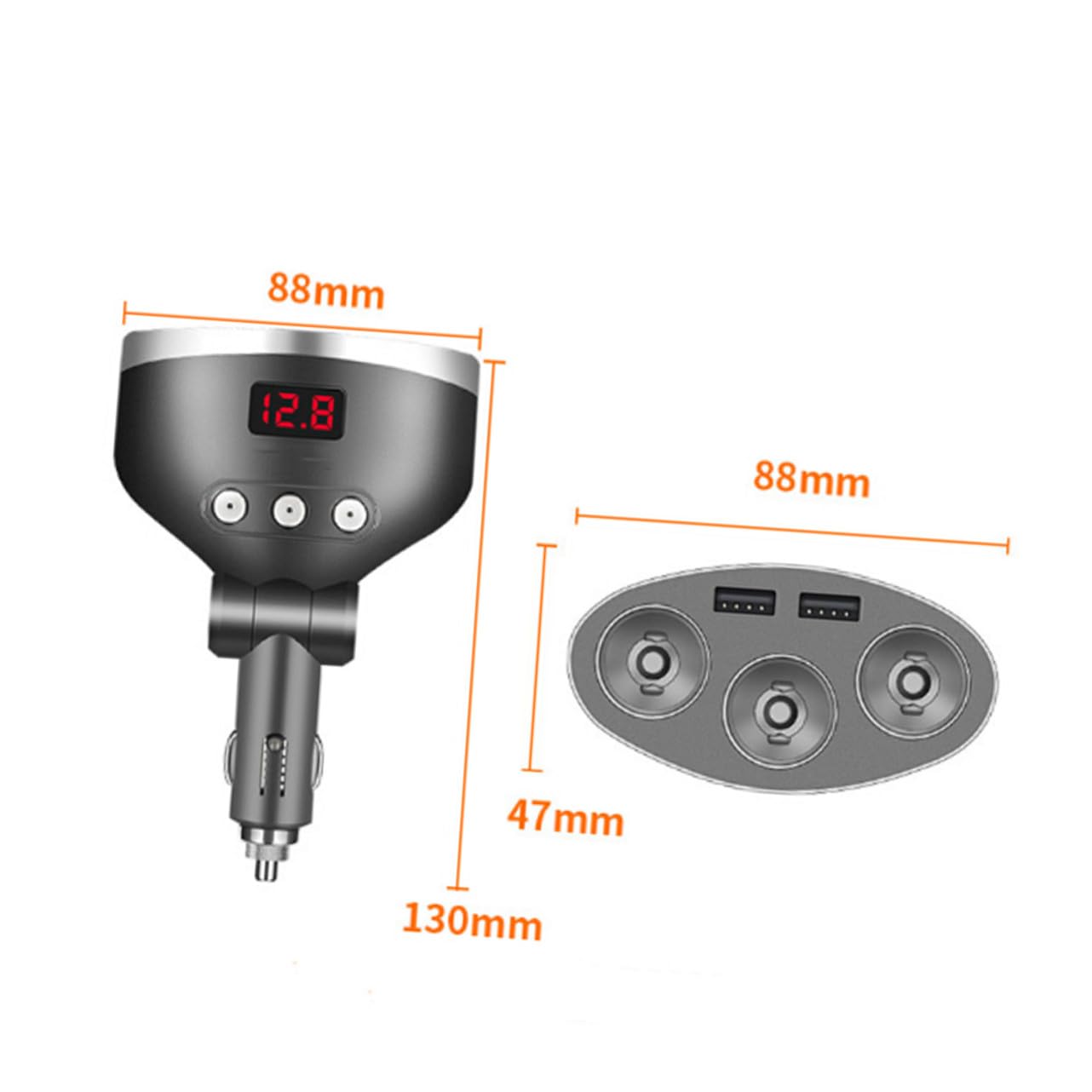 Mikinona 24v Cargador De Coche con De Mechero y USB Adaptador De DC con y Pantalla De Voltaje para Móviles y