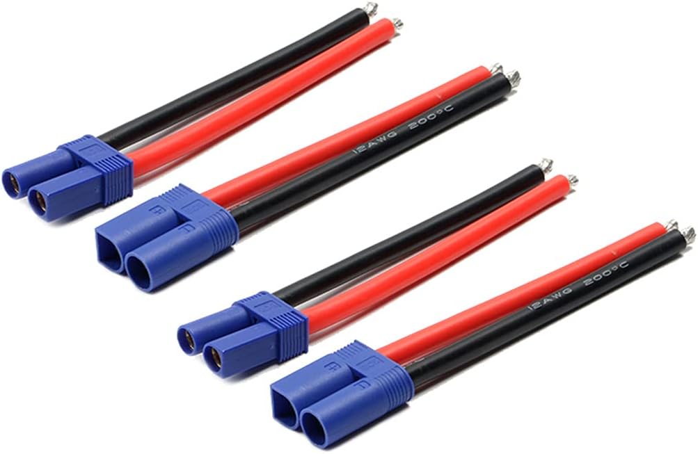 2 Pairs EC5 Connectors Male & Female 5.0mm Banana Connector Plug 10cm 12 AWG Soft Silicone Wire Cable for RC Airplane Quadcopter FPV Drone Lipo Battery ESC DIY, Blue