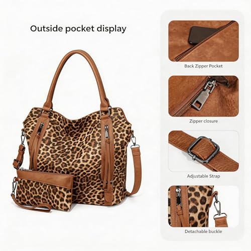 Bolso bandolera grande de cuero PU a cuadros para mujer miniatura 4