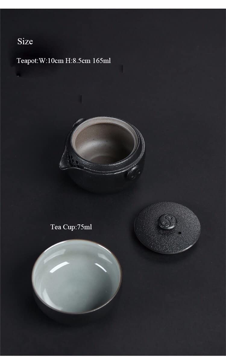 Zestaw podróżny z ceramicznym dzbankiem do herbaty, czarny dzbanek do herbaty, ceramiczny kubek do herbaty, przenośny zestaw podróżny do herbaty, chiński zestaw do herbaty Gongfu do podróży, domu, n