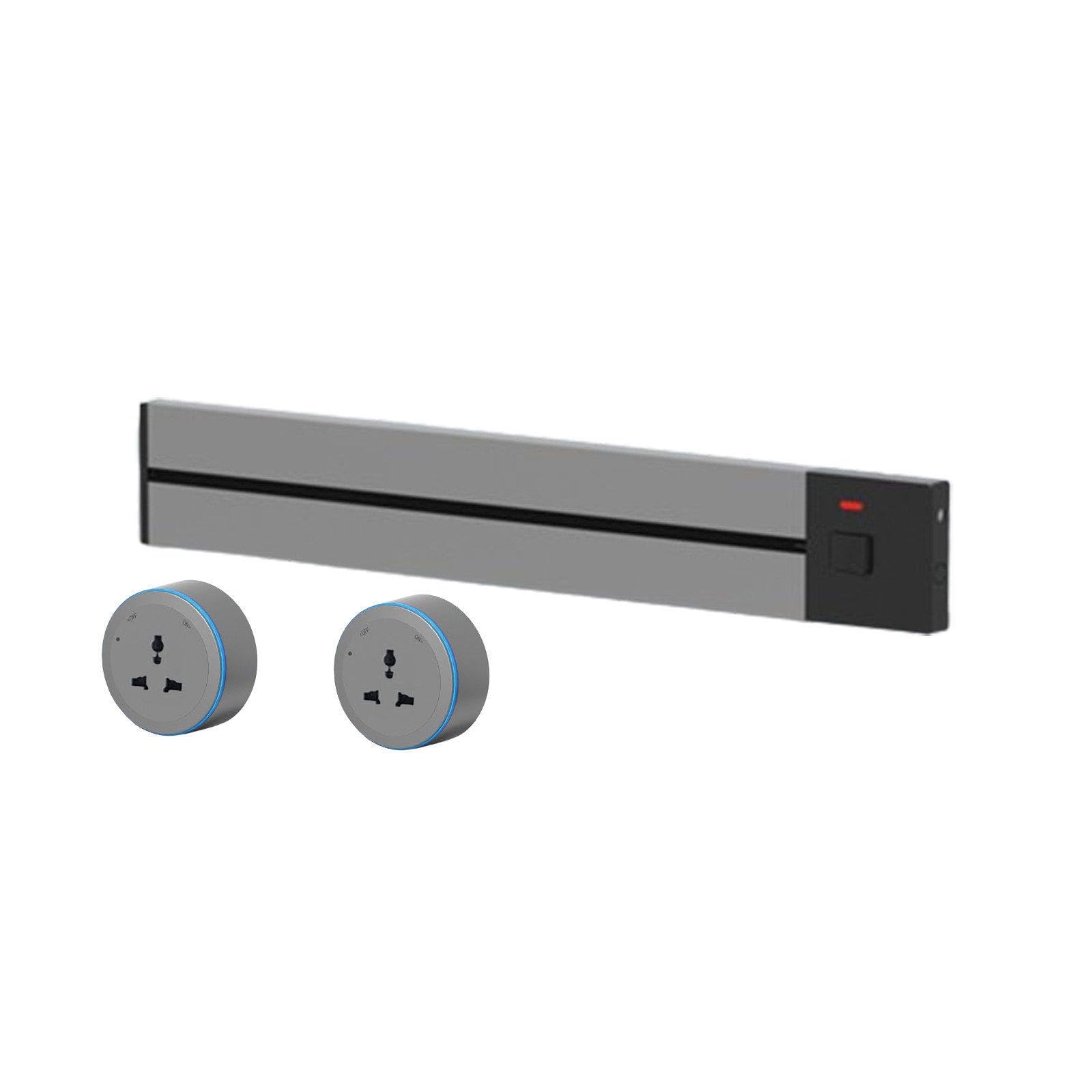 Power Strips Slide Rail Socket with Adjustable LED Aperture - 110-220 Universal Voltage, IP20 Protection, 32A Capacity, Office &amp; Home(Gray,25cm)