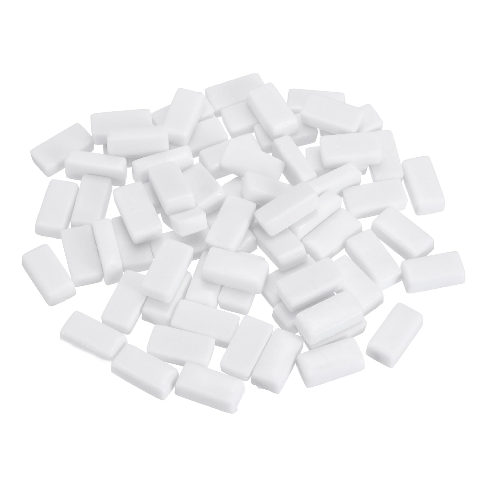 sourcing map 200g Rectangle Mosaic Tiles for Crafts, 0.4" x 0.8" Iridescent Mosaic Glass Pieces for DIY Art Making Supplies Home Decoration (White)