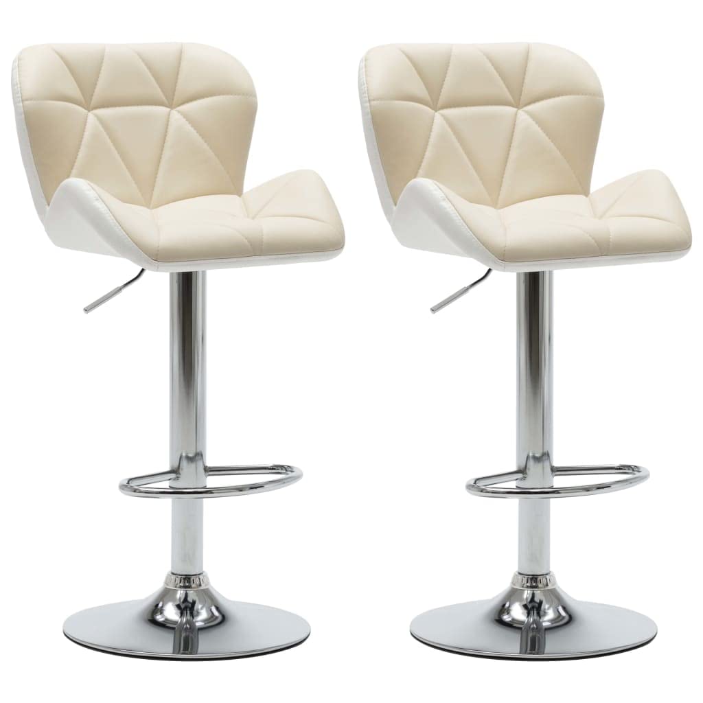 Tabouret de bar crème réglable chaise de cuisine pivotante ergonomique similicuir x2