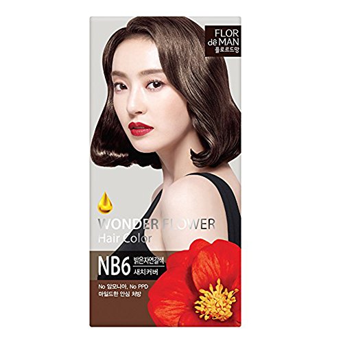 Somang Flor De Man Wonder Flower Hair Color [ Light Natural Brown - NB6 ] No PPD and Ammonia