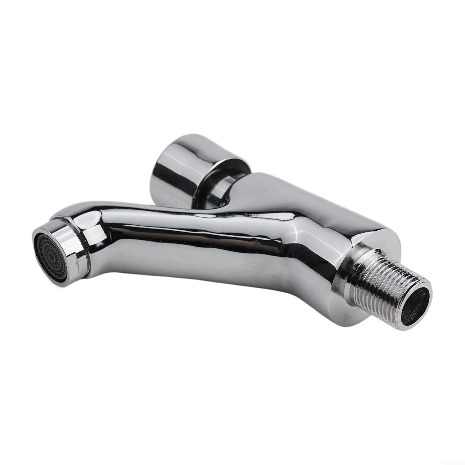 Wall-Mounted Brass Bathroom Basin Faucet with Chrome Finish Single Lever Self-Closing Design for Space-Saving