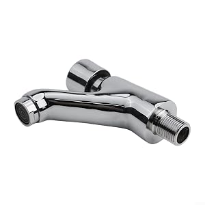 Wall-Mounted Brass Bathroom Basin Faucet with Chrome Finish Single Lever Self-Closing Design for Space-Saving