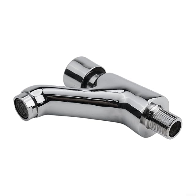Wall-Mounted Brass Bathroom Basin Faucet with Chrome Finish Single Lever Self-Closing Design for Space-Saving