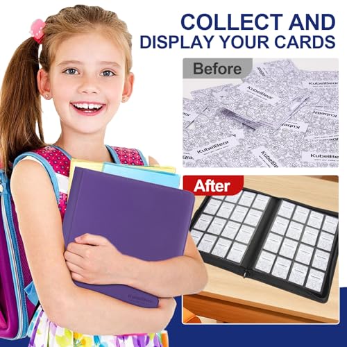 Image of Card Binder - 1024 Capacity, Zippered Trading Card Holder for MTG, Sports & Collectible Cards - Acid-Free, Durable & Travel-Friendly Storage (Purple dots, 16 Pocket)