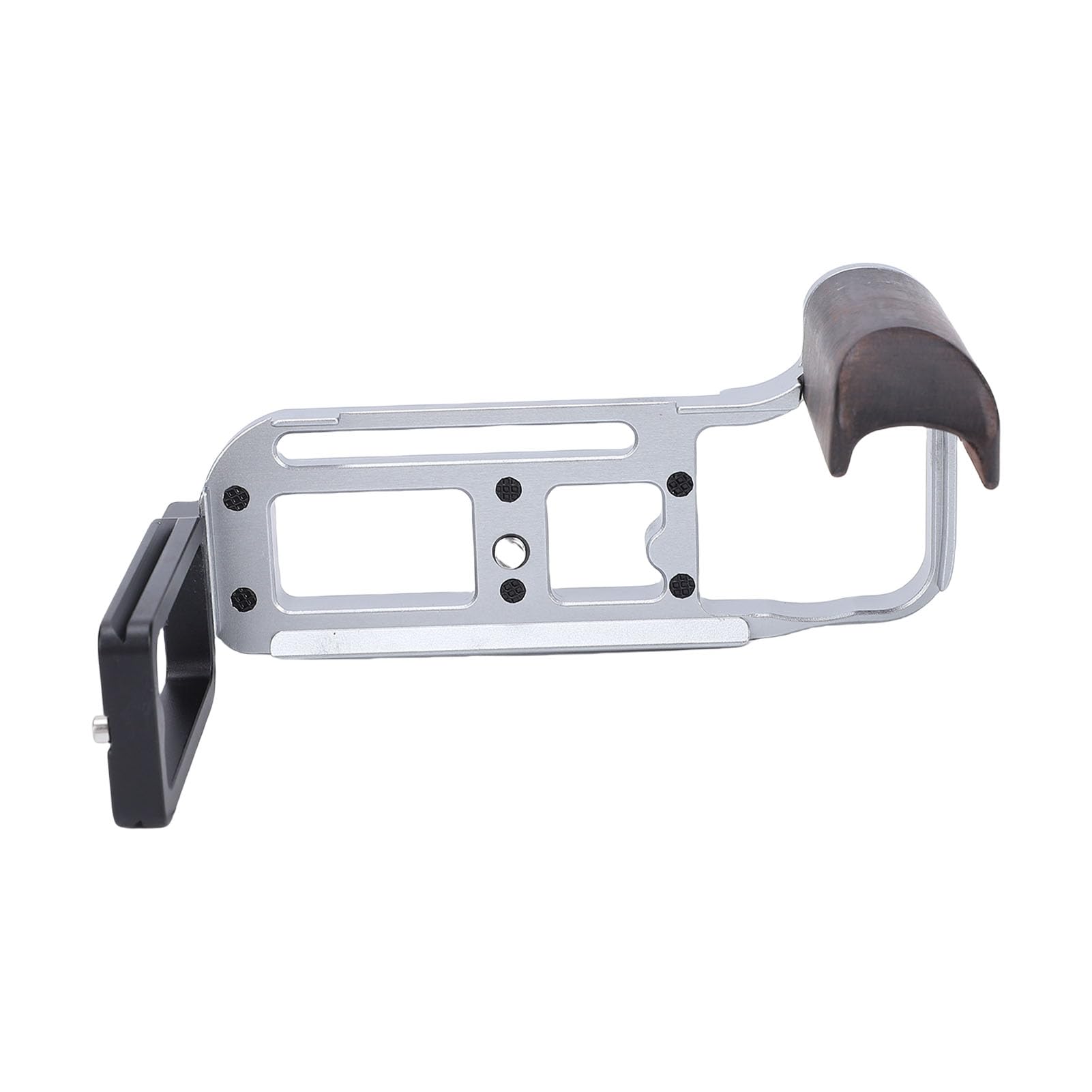 banapoy Piastra a L per Impugnatura della Fotocamera, Staffa a L per Impugnatura in Legno a Sgancio Rapido, Piastra di Montaggio per Treppiede con Cuscinetto Antiscivolo, Foro per Vite da 1/4 (SILVER)