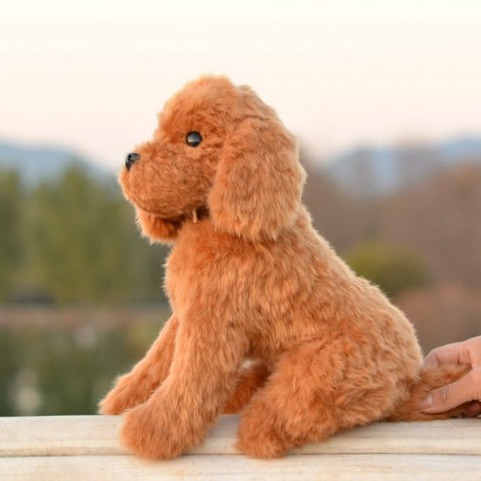 LIUHONGFEI Kleiner Simulations-Teddyhund Plüsch-Spielzeug, realistischer Pudel mit Aluminiumdraht für stabiles Sitzen (es gibt Aluminiumdrähte an den vorderen Gliedmaßen der Sitzposition, um sie