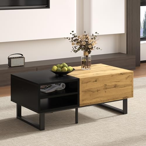 Table de canapé design bicolore pour un salon chaleureux