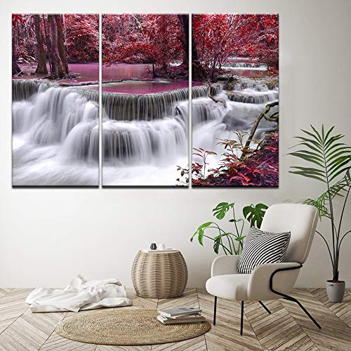 Tableau triptyque mural cascade en impression toile haute definition
