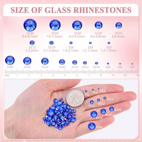 Image of 5000PCS SS6 /2mm Crystal Glass Rhinestones for Bedazzling (Blue /Sapphire) | Flatback Rhinestones for Crafting DIY Nail Art Makeup Decoration, Gems Diomand Charms for Tumbler Shoes Clothing Mug