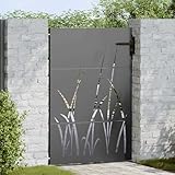 Homgoday Gartentor Schwarz 105 x 150 cm Pulverbeschichteter Stahl Gartentor Metall Model42015866