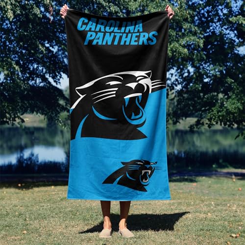 Image of Northwest NFL Carolina Panthers Microfiber Beach Towel, 30 x 60 Inches - Quick Dry, Sand Resistant, Lightweight, Highly Absorbent, Incisor Design