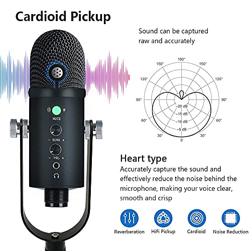 Usb Microphone, Condenser Computer Microphone For Streaming, Gaming, Youtube Recording, Plug And Play,Headphone Output And Volume Control,Quick Mute Button,Compatible With Laptop, Phone (Black) #TOP1