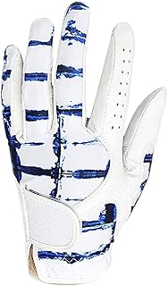 Left Hand Golf Glove for Men Right Handed Golfer Resistant Grip Flexible Non Slip Leather Full Finger Gloves Lightweight Breathable Golf Glove Durable Cool White Glove Mittens with Adjustable Tape