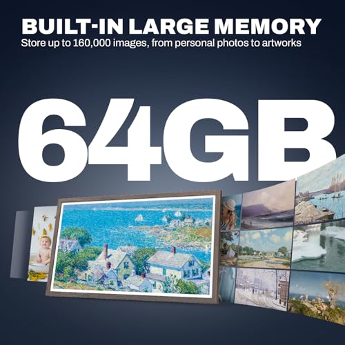 Image of Extra Large Digital Picture Frame 32 inch, 1920x1080 FHD IPS WiFi Digital Photo Frame with Remote, 64GB Storage, Auto-Rotate, Instantly Share Photo /Video via Apps /Email, Dark Wood Pattern