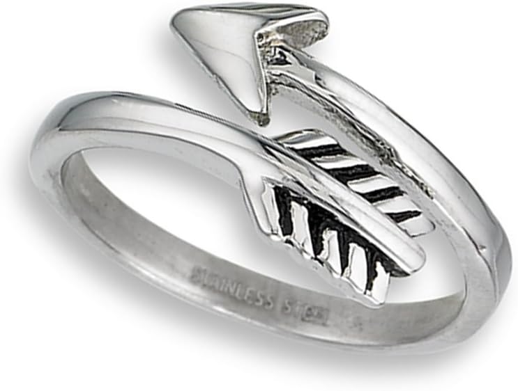 Sac Silver Open Adjustable Shooting Arrow Thumb Ring New Stainless Steel Band Sizes 5-10
