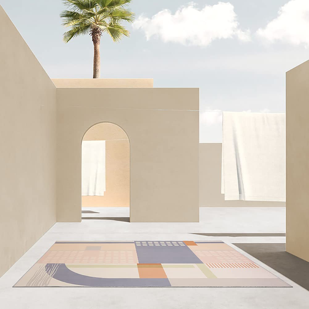 Tapis de grande taille soft touch au design géométrique épuré
