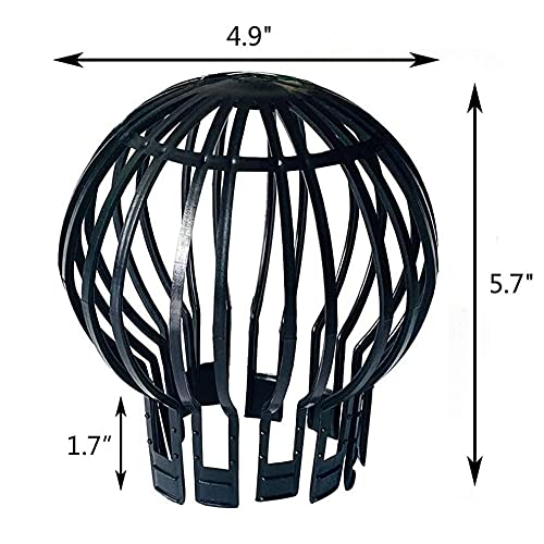 Hsthe Sea schwarz Fallrohrschutz, 4er Set, Kunststoff Korb, Laub Rinnensieb, Regenrohrschutz, Dachrinnenschutz, Ø 13 cm, PP