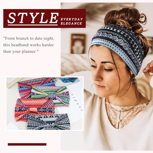 Foto von Stirnband Damen Breite Elastische Weiche Boho Haarbänder Leopard Print Haarschmuck Yoga Sport Haarband Mehrfarbig Haarreifen Damen
