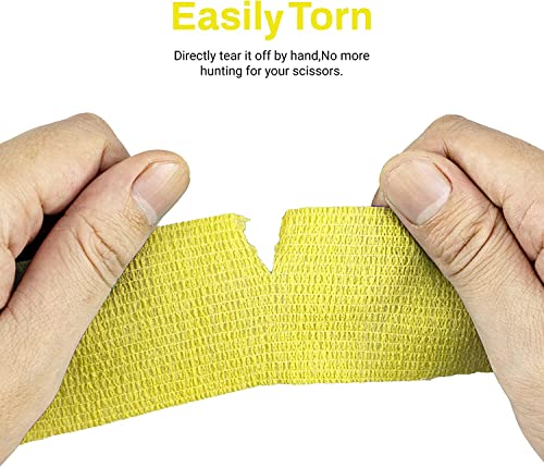 Image of A-Tape Cohesive Crepe (5cm X 4.5 mtr, Pack of 2) Elastic Self Adherent Crepe Bandage Breathable Self Adhesive Cohesive Bandage for Humans & Pets (Dogs, Cats, Birds) (5 cm) (Yellow)