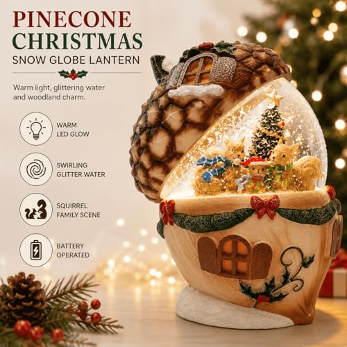 Christmas Pinecone Snow Globe Lantern - image 2