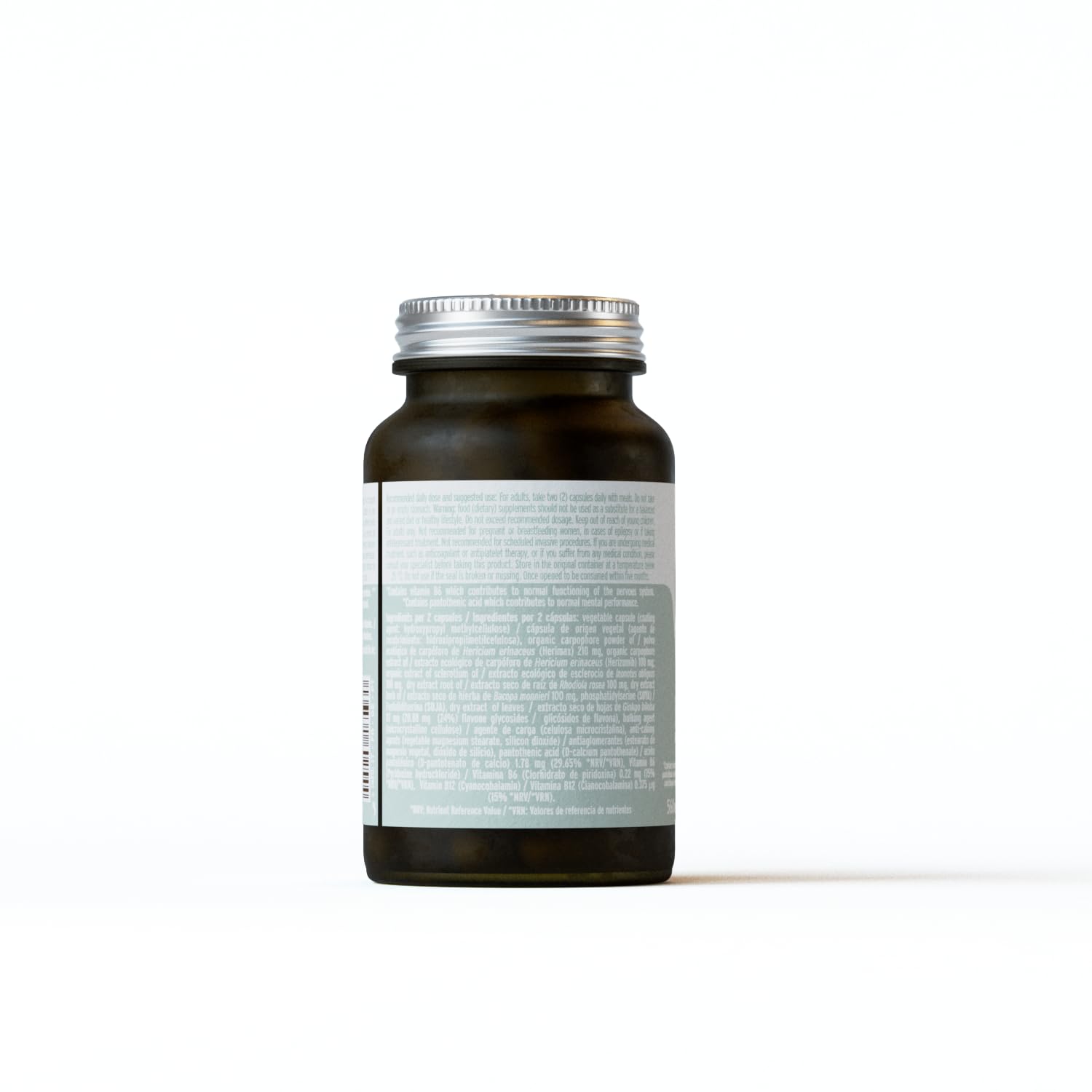 HIFAS DA TERRA - HIFAS-Neuro Suplemento para Memoria y Concentración con Extractos de Hongos Puros de Melena de León y Chaga, Vitaminas B6 y B12 - Bote 60 Cápsulas