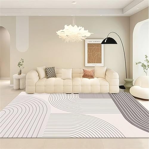 Tapis de salon gris pinstripe géométrique 50x80cm lavable